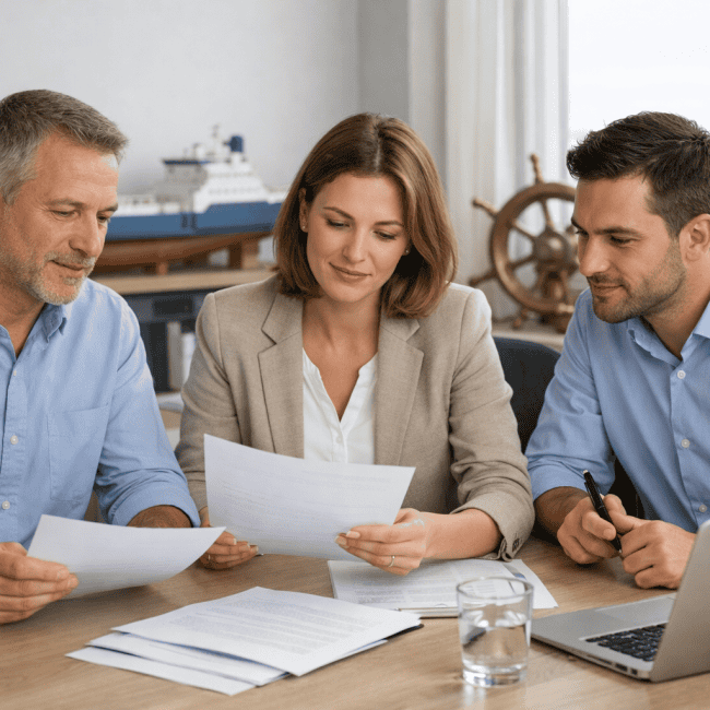 Reunión de trabajo marítima en oficina